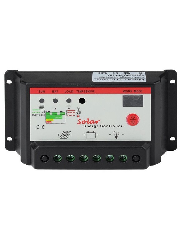 Intelligent 30A PWM Solar Panel Charge Controller Auto Battery Regulator 12V 24V