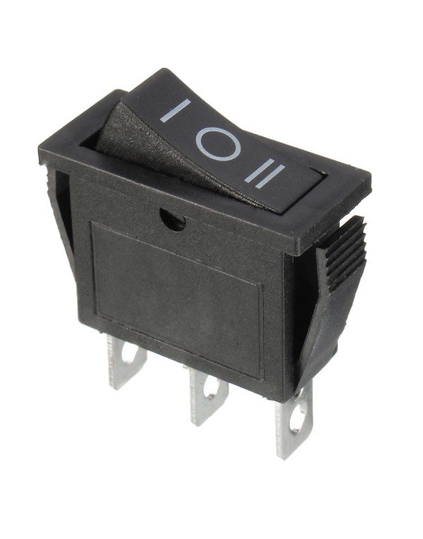 KCD3-3PD Rectangle Rocker Switch 3P3T  125C off-on II-0-I Sign Black