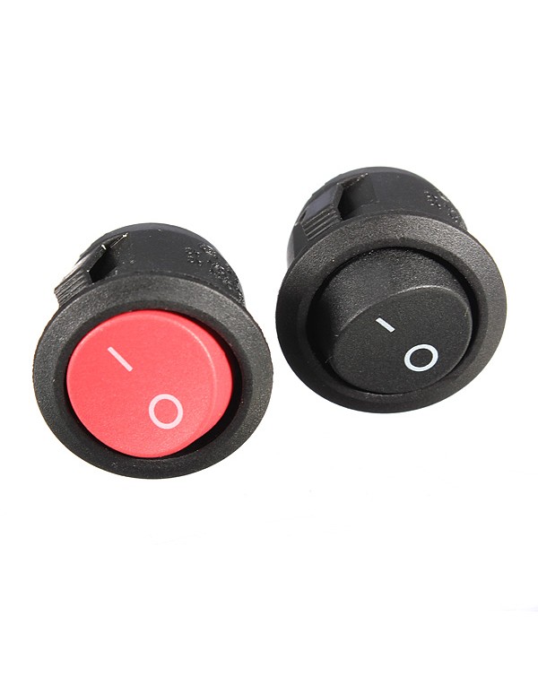 Mini Round Black 2 Pin SPST ON-OFF Rocker Switch B...