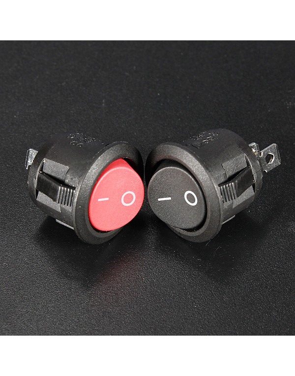 Mini Round Black 2 Pin SPST ON-OFF Rocker Switch Button