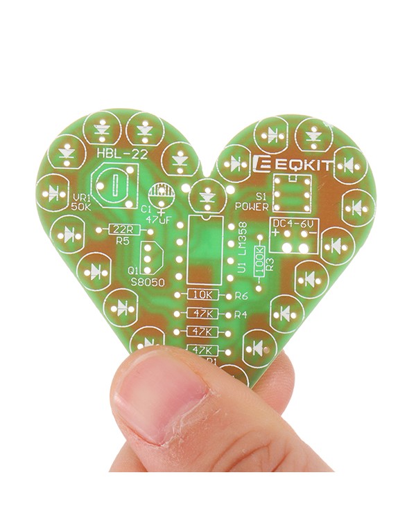 Heart Shaped Light Kit DIY Breathing Light Parts Red Green Blue White Color Optional