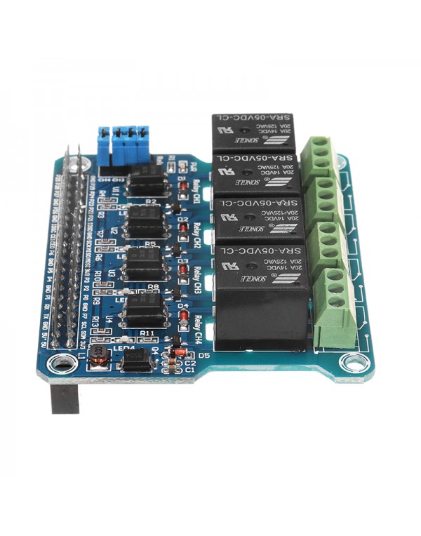 4 Channel 5A 250V AC/30V DC Compatible 40Pin Relay Board